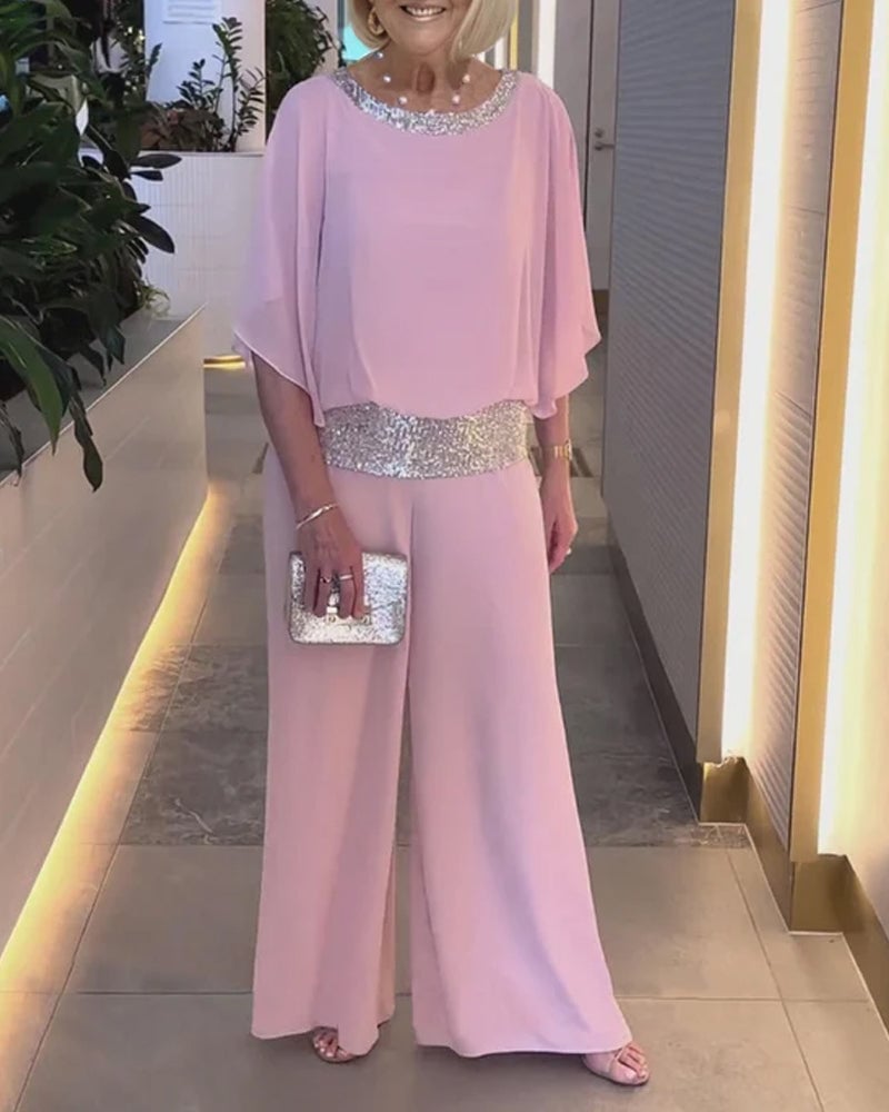villow-🔥Big Sales - 49%💃 Sequined Colorblock Elegant Two-piece Set