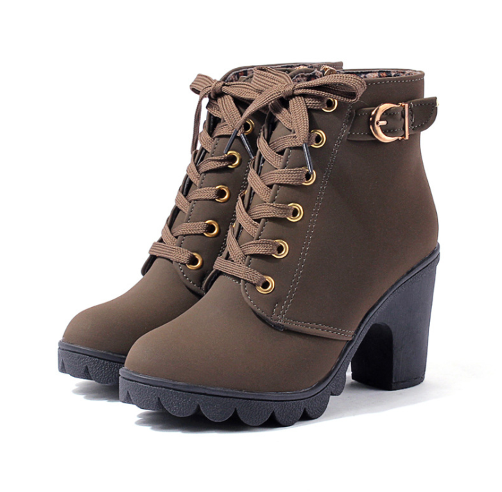 Ankle Zip Up Winter Lace Boots