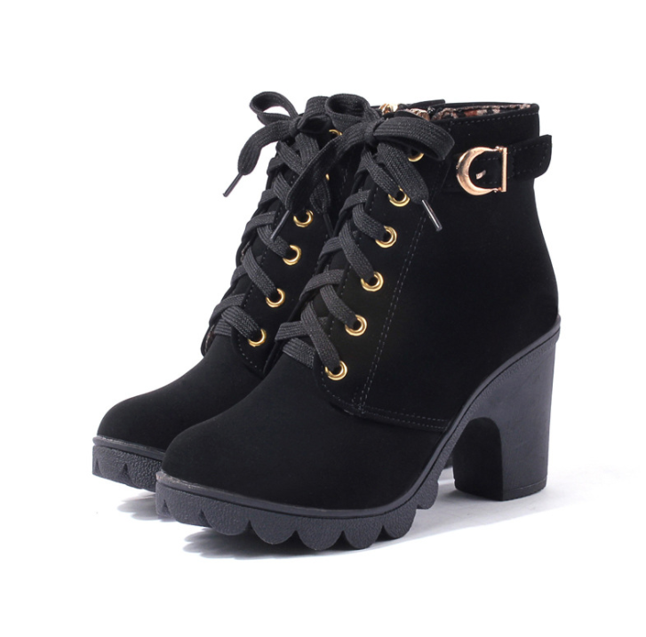 Ankle Zip Up Winter Lace Boots