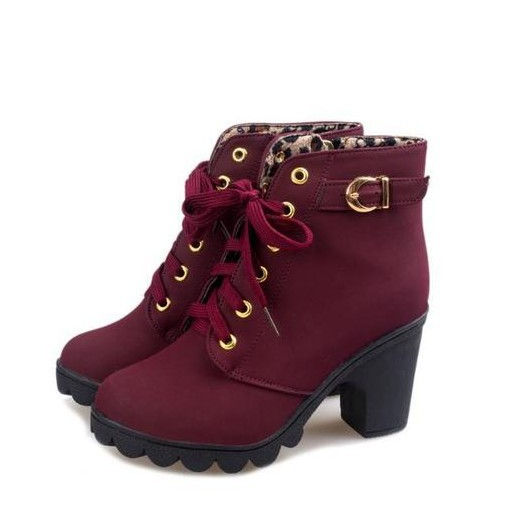 Ankle Zip Up Winter Lace Boots