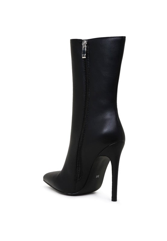 Calf High Pointed Toe Ankle Boots