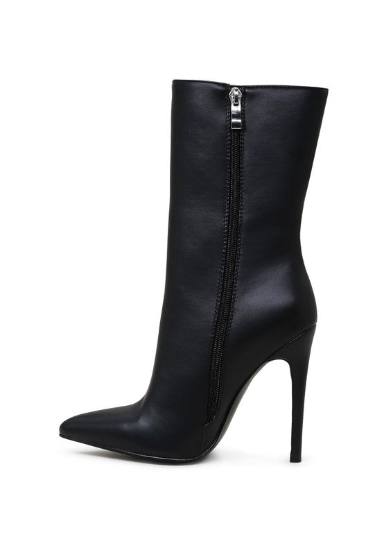 Calf High Pointed Toe Ankle Boots