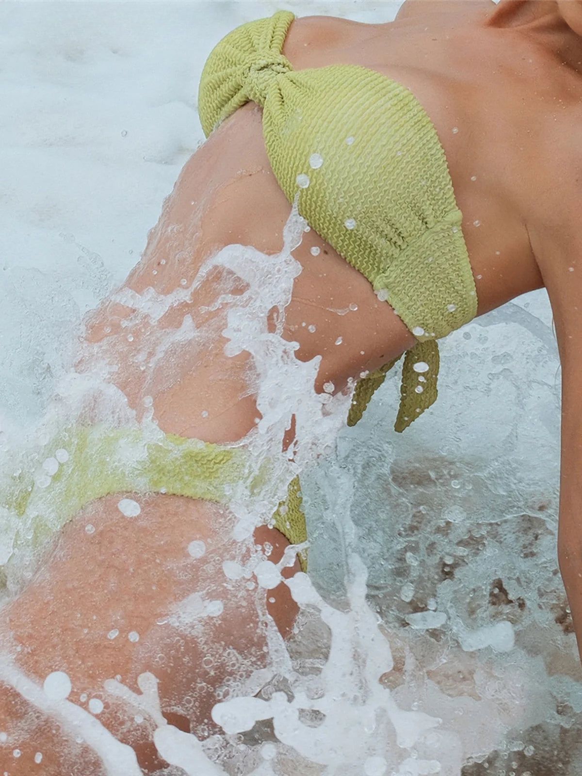 Crinkled Bandeau Brazilian Bikini Set