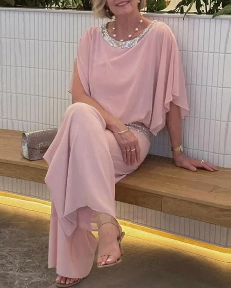 villow-🔥Big Sales - 49%💃 Sequined Colorblock Elegant Two-piece Set