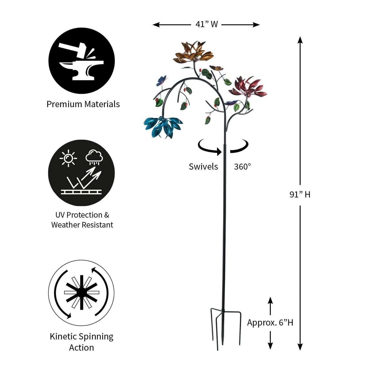 villow-🔥70% OFF -Beautiful Summer Multi Colored Flowers Wind Spinner