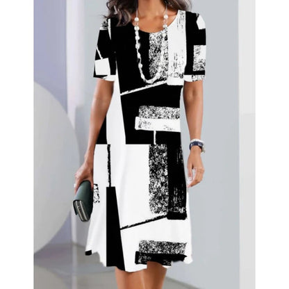 ✨Women's casual dresses with 3D print and round neckline