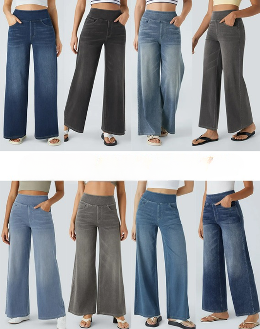 villow-Quinn Super Stretch High-Waisted Wide Leg Jeans
