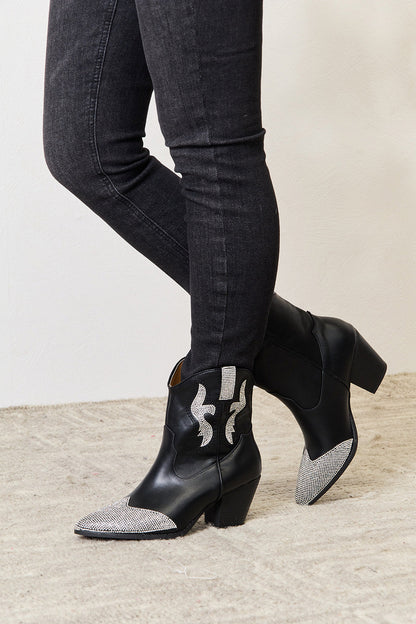 East Lion Corp Rhinestone Pointed Cowboys Ankle Boots