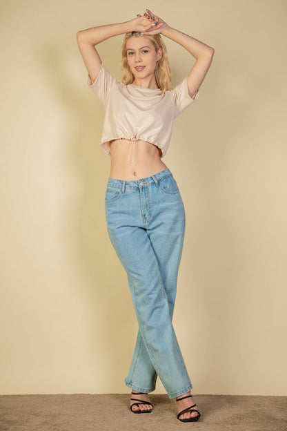 French Terry Toggle Drawstring Crop Top