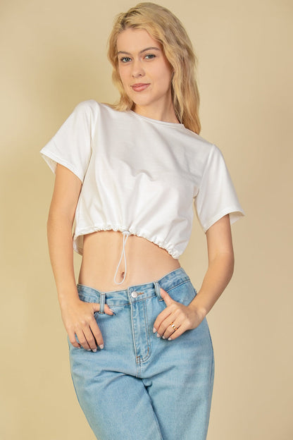 French Terry Toggle Drawstring Crop Top