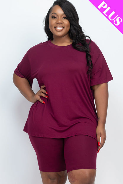 Short Sleeve Tee Shirt & Biker Shorts Set