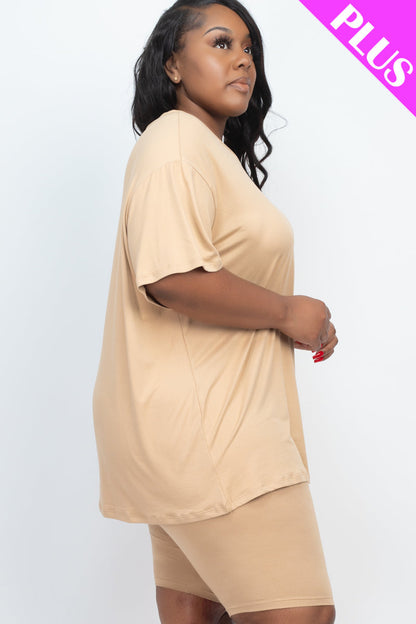 Short Sleeve Tee Shirt & Biker Shorts Set