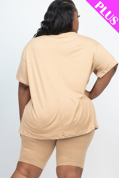 Short Sleeve Tee Shirt & Biker Shorts Set