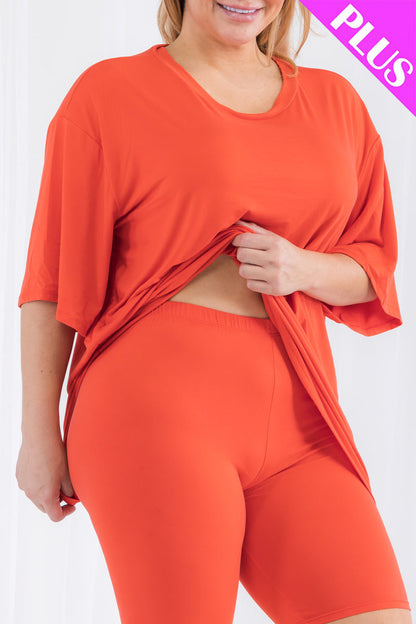 Short Sleeve Tee Shirt & Biker Shorts Set