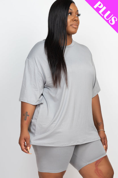 Short Sleeve Tee Shirt & Biker Shorts Set