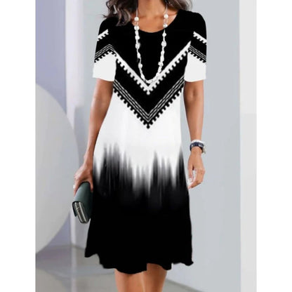 ✨Women's casual dresses with 3D print and round neckline