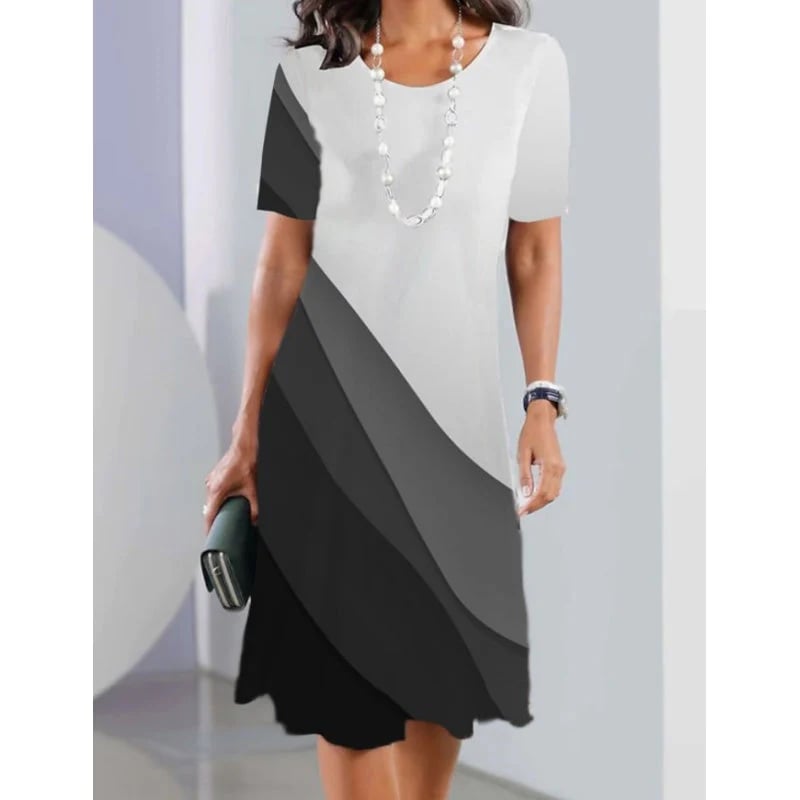 ✨Women's casual dresses with 3D print and round neckline