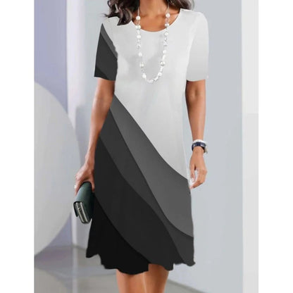 ✨Women's casual dresses with 3D print and round neckline